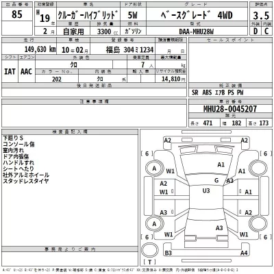 Toyota KLUGER  с аукциона в Японии