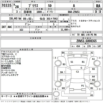 Toyota Prius  с аукциона в Японии