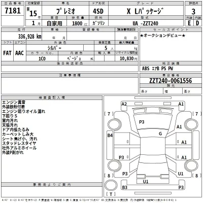 Toyota PREMIO  с аукциона в Японии