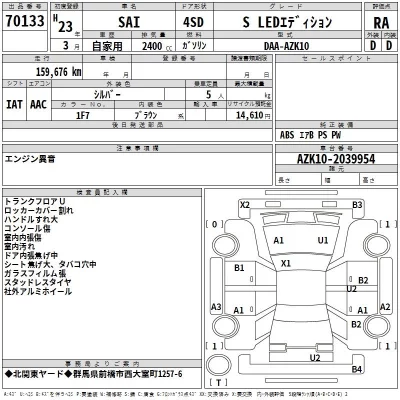 Toyota SAI  с аукциона в Японии