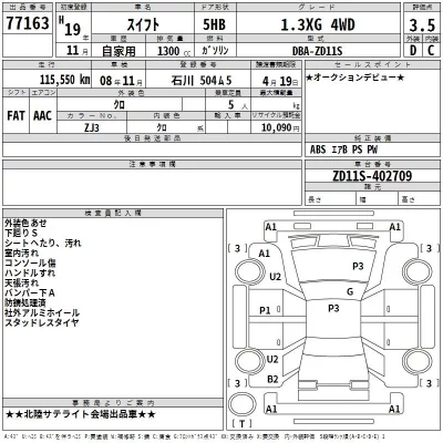 Suzuki SWIFT  с аукциона в Японии