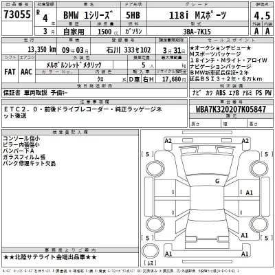 BMW 1-Series  с аукциона в Японии