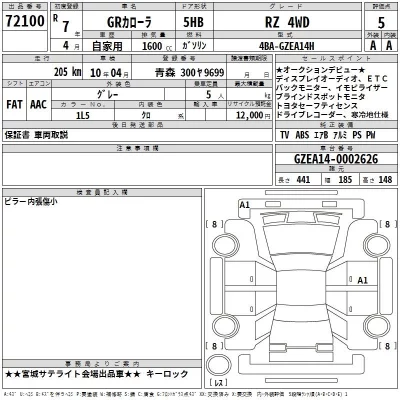 Toyota COROLLA  с аукциона в Японии