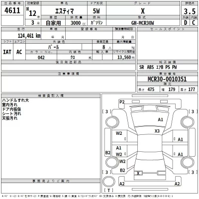 Toyota ESTIMA  с аукциона в Японии