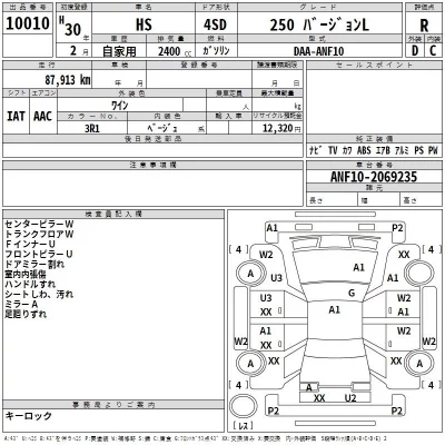 Lexus HS  с аукциона в Японии