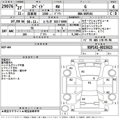 Toyota SPADE  с аукциона в Японии