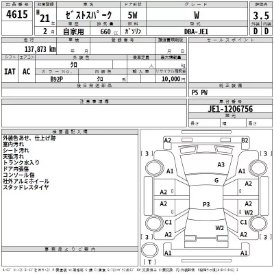 Honda ZEST  с аукциона в Японии