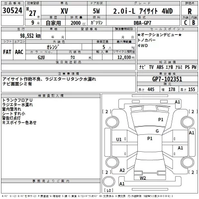Subaru XV  с аукциона в Японии