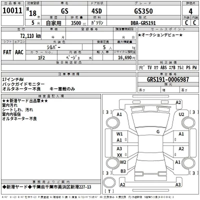 Lexus GS  с аукциона в Японии