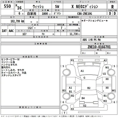 Toyota WISH  с аукциона в Японии
