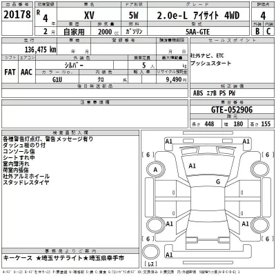 Subaru XV  с аукциона в Японии