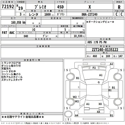 Toyota PREMIO  с аукциона в Японии
