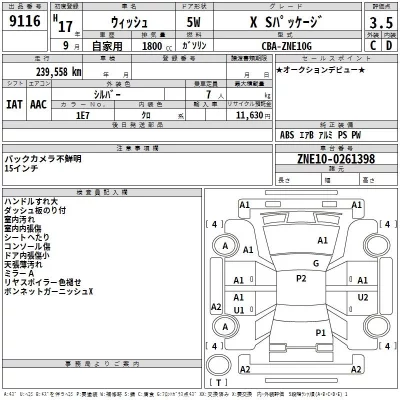 Toyota WISH  с аукциона в Японии