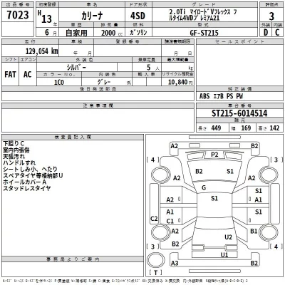Toyota CARINA  с аукциона в Японии