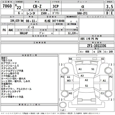 Honda CR-Z  с аукциона в Японии