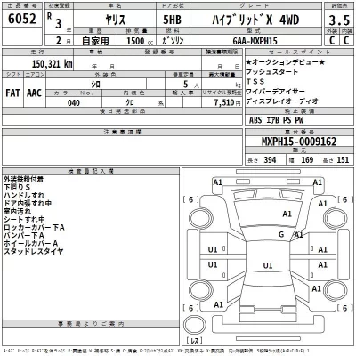 Toyota YARIS  с аукциона в Японии