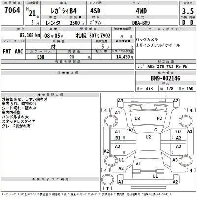 Subaru LEGACY B4  с аукциона в Японии
