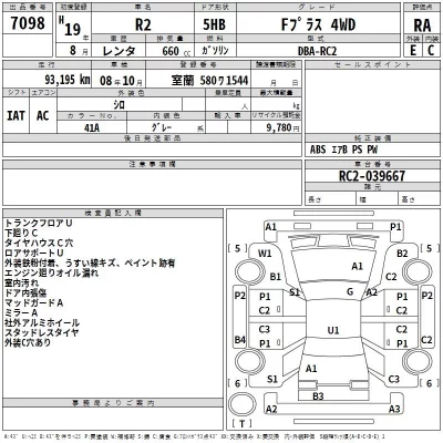 Subaru R2  с аукциона в Японии