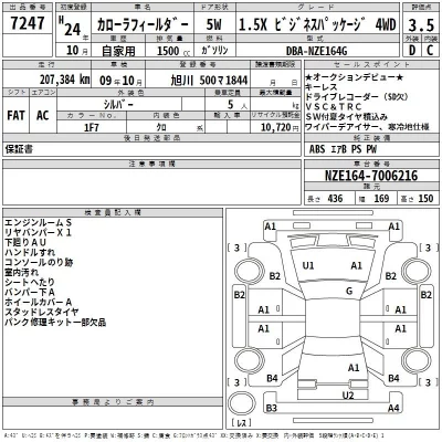 Toyota COROLLA FIELDER  с аукциона в Японии
