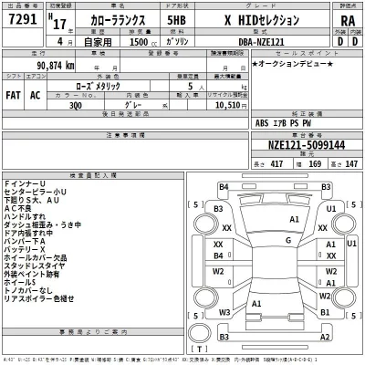 Toyota COROLLA RUNX  с аукциона в Японии