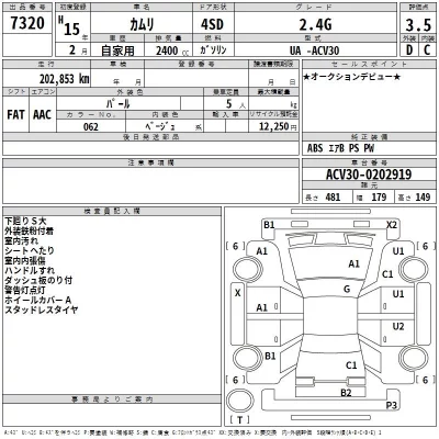 Toyota CAMRY  с аукциона в Японии