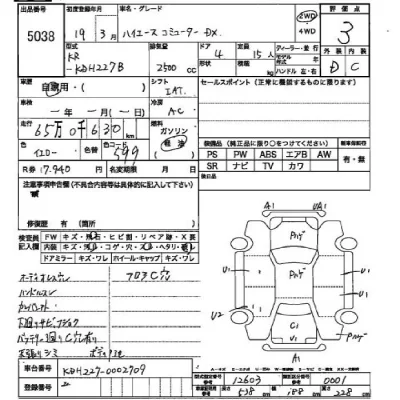 Toyota HIACE  с аукциона в Японии