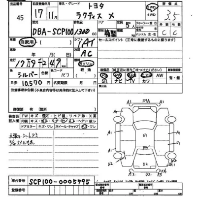 Toyota RACTIS  с аукциона в Японии