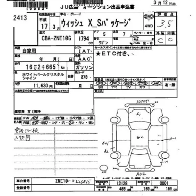 Toyota WISH  с аукциона в Японии