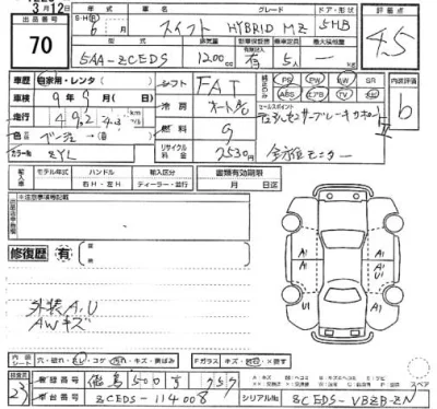 Suzuki SWIFT  с аукциона в Японии