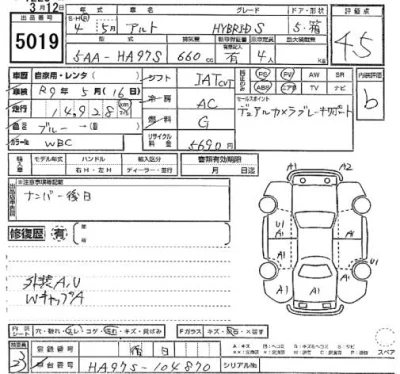 Suzuki ALTO  с аукциона в Японии