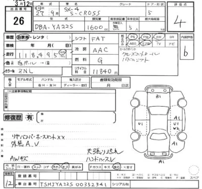 Suzuki SX-4  с аукциона в Японии