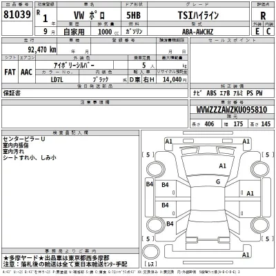 Volkswagen POLO  с аукциона в Японии