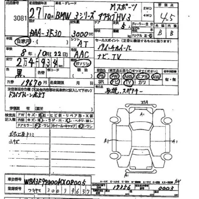 BMW 3-Series  с аукциона в Японии
