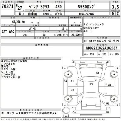 Mercedes-Benz S CLASS  с аукциона в Японии