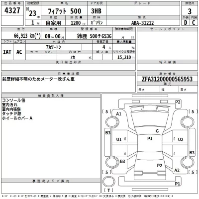 Fiat 500  с аукциона в Японии