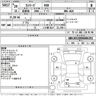 BMW 5-Series  с аукциона в Японии