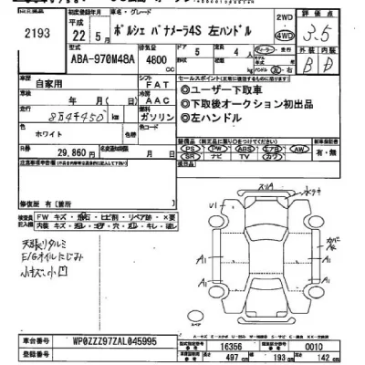 Porsche PANAMERA  с аукциона в Японии