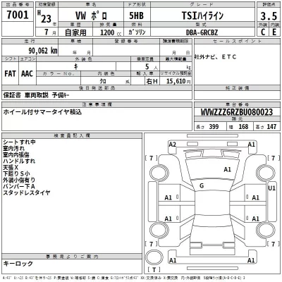 Volkswagen POLO  с аукциона в Японии