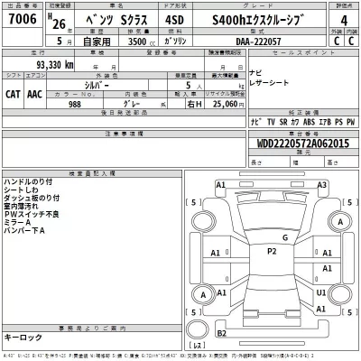 Mercedes-Benz S CLASS  с аукциона в Японии