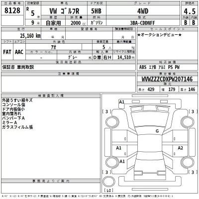 Volkswagen GOLF  с аукциона в Японии