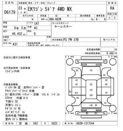 Mitsubishi EK WAGON  с аукциона в Японии