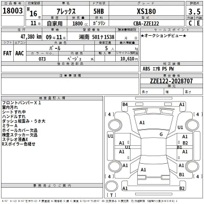 Toyota ALLEX  с аукциона в Японии