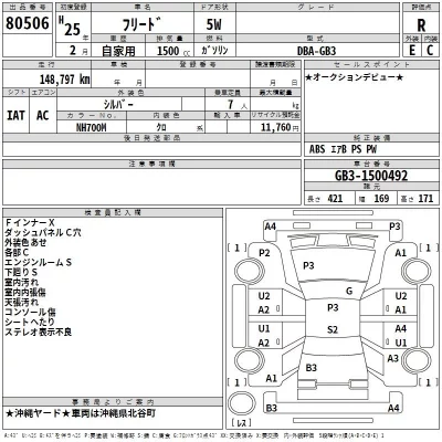 Honda FREED  с аукциона в Японии