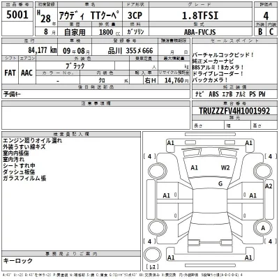 Audi TT  с аукциона в Японии
