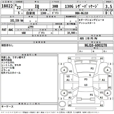 Toyota IQ  с аукциона в Японии