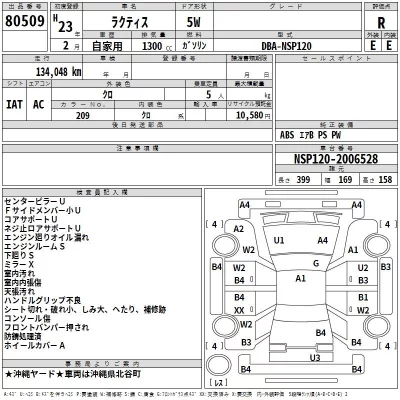 Toyota RACTIS  с аукциона в Японии