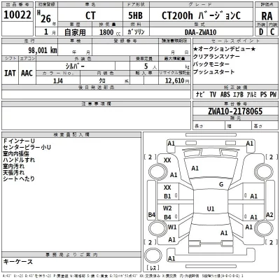 Lexus CT  с аукциона в Японии