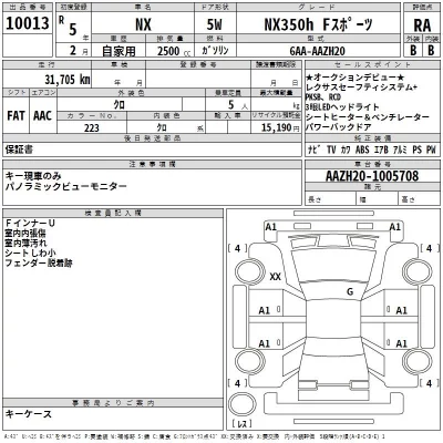 Lexus NX  с аукциона в Японии
