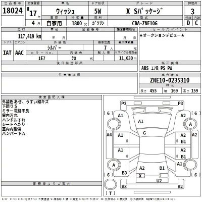 Toyota WISH  с аукциона в Японии