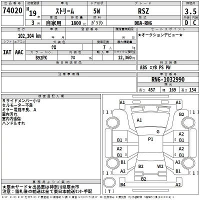 Honda STREAM  с аукциона в Японии